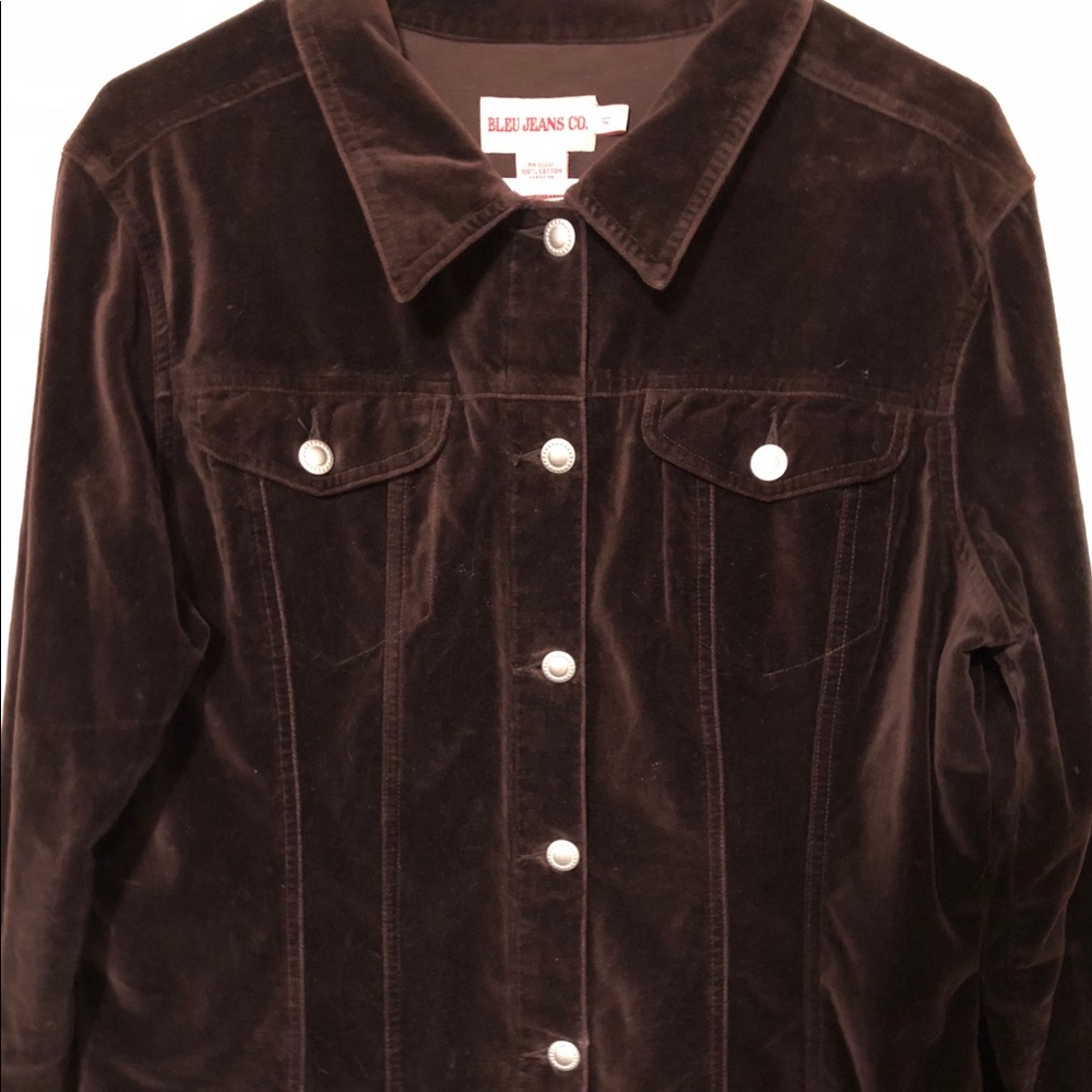 Brown velvet jean jacket XL